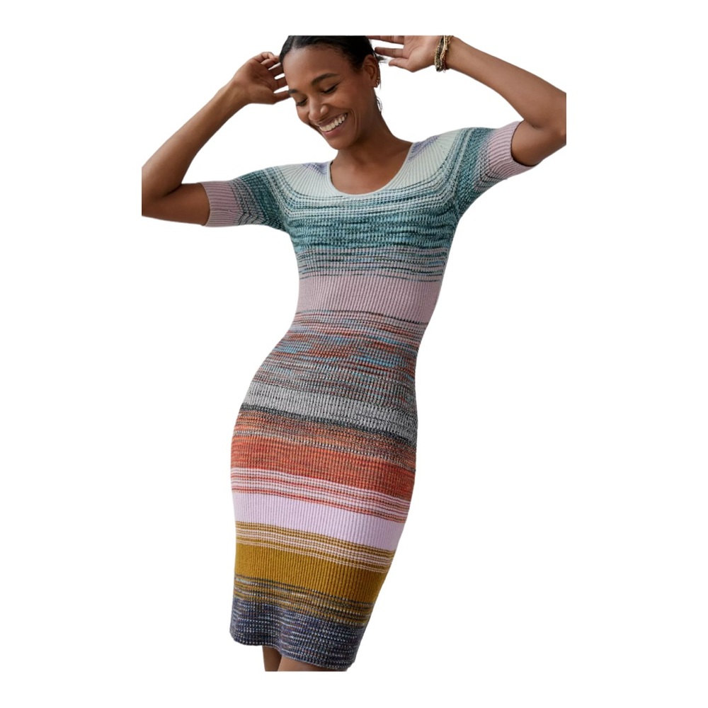 Anthropologie Space-Dyed Midi Knit Dress, Medium